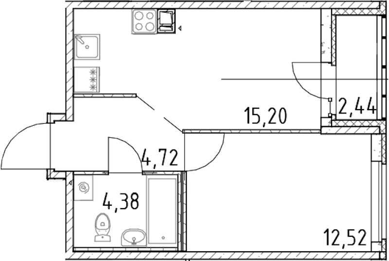 1-комнатная квартира 36.82 м², 13/17 эт., ЖК «Город Первых»